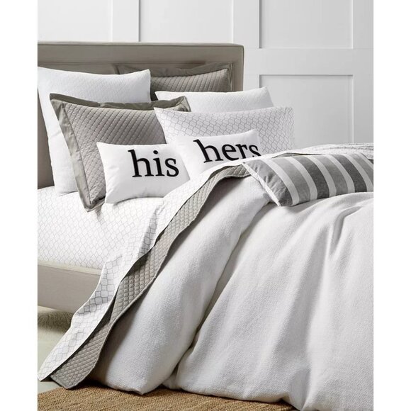 Charter Club Diamond Dot Full Queen Duvet Cover Set Cotton White $215 - Picture 2 of 5